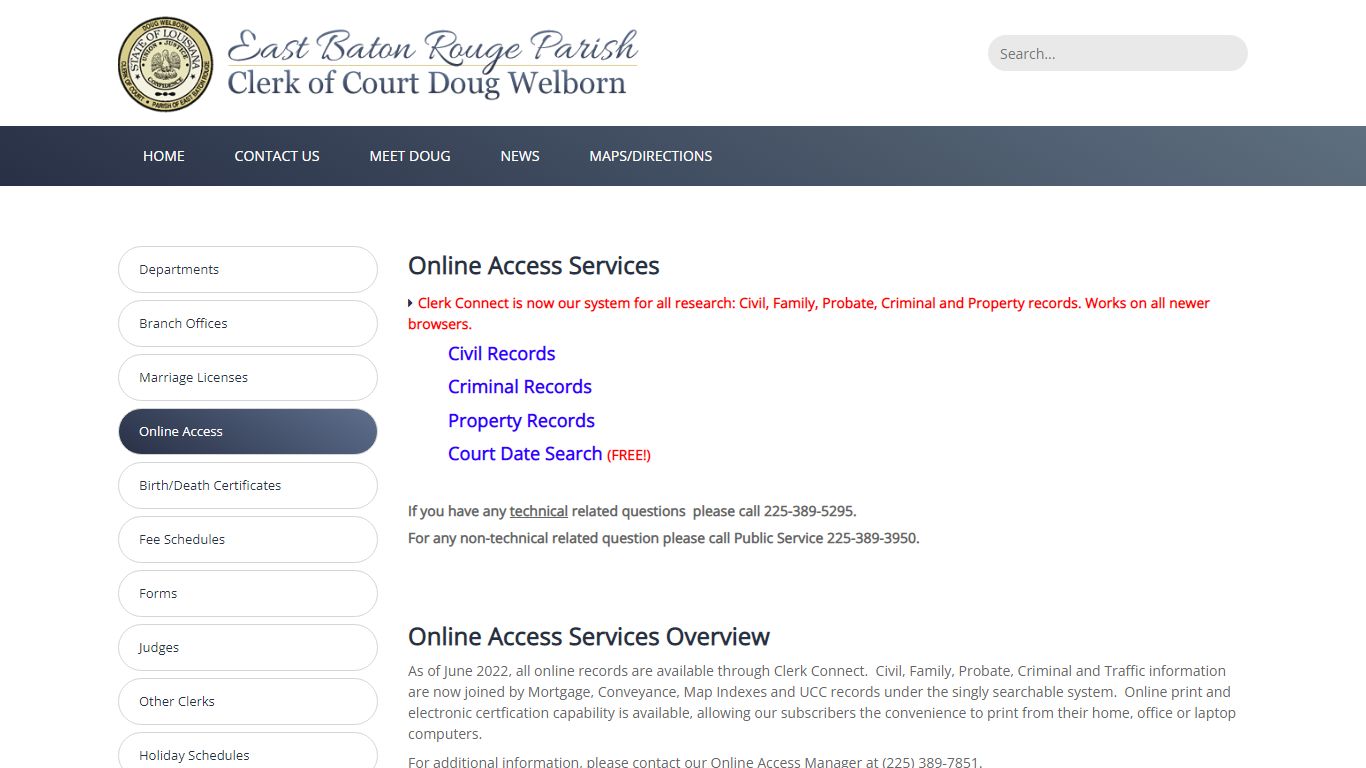 East Baton Rouge Clerk of Court > Online Access Services